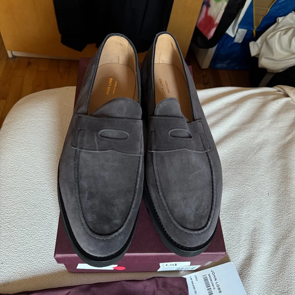 John Lobb Gray Loafers Sleek Suede Slip-Ons size 11UK/12US - Picture 2 of 5